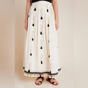 NWT Anthropologie x Reynu Tandon Marlee Tassel Maxi Skirt